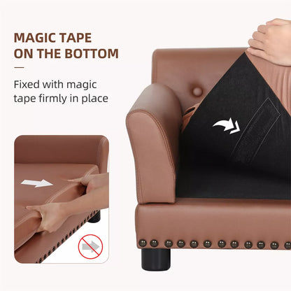 Large Leather Velvet Dog Sofa Lounge Bed( Brown)