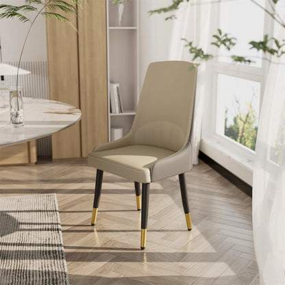 Creamy White and Grey Two-Tone Dining Chairs Set of 2 with High Back