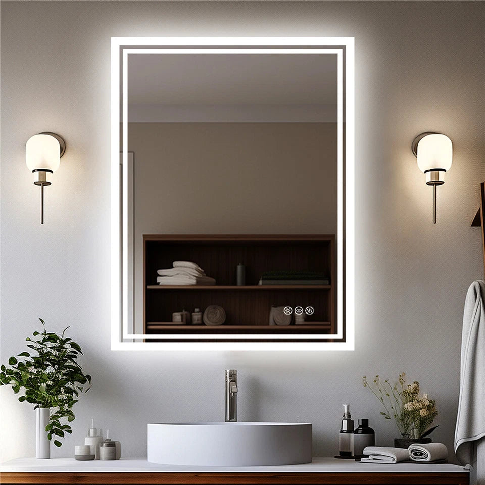 Bright Touch LED Mirror with Warm & Cool Lights