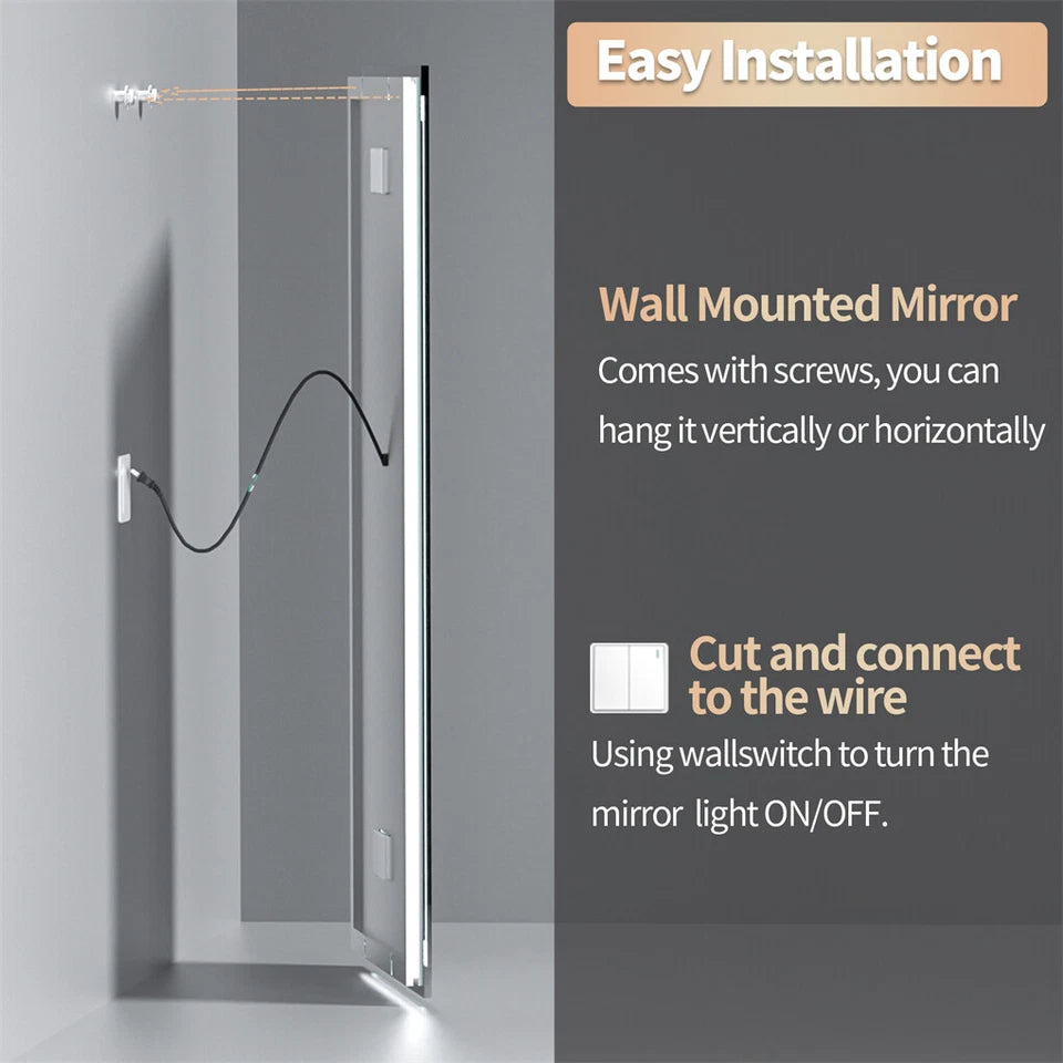 FIN Huge 1.8m Bluetooth LED Bathroom Mirror Dual Lights Dimming Music Vanity Mirror