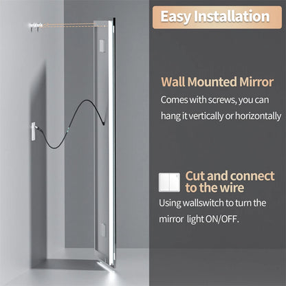 FIN Huge 1.8m Bluetooth LED Bathroom Mirror Dual Lights Dimming Music Vanity Mirror