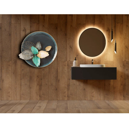 Multicolour 80cm Round Metal Wall Art with 3D Leaf Design for Modern Homes
