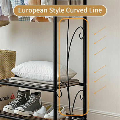 Metal Open Wardrobe Simplicity Clothes Rack Garment Storage Hanger Shoe Organise