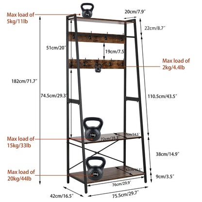 Industrial Wall-Mounted Clothes Rack Iron Black