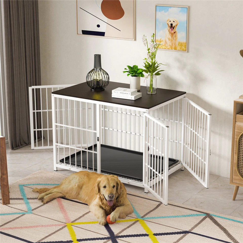 Wooden Dog Crate With Removable Tray & 3 Doors