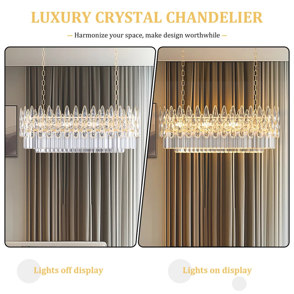 80cm Gold Crystal Chandelier with 3 Light Settings