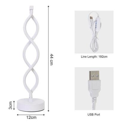 Bedside Lamp 3 Way Dimmable Spiral LED Table Lamp Nightstand Desk Reading Light
