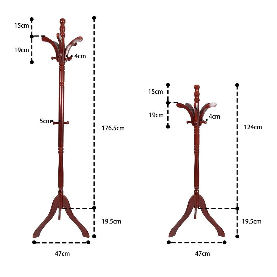 6ft Redwood Wooden Coat Rack Stand with 13 Hooks Organizer
