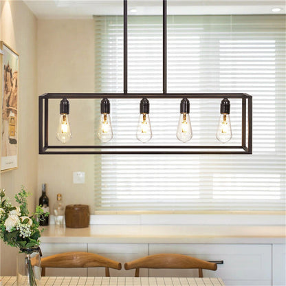 Vintage Industrial 5-Light Black Ceiling Pendant Lamp