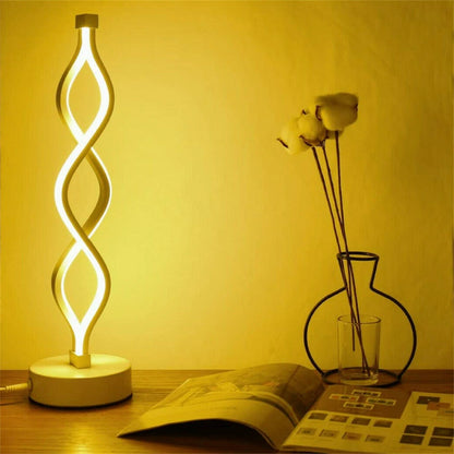 Bedside Lamp 3 Way Dimmable Spiral LED Table Lamp Nightstand Desk Reading Light