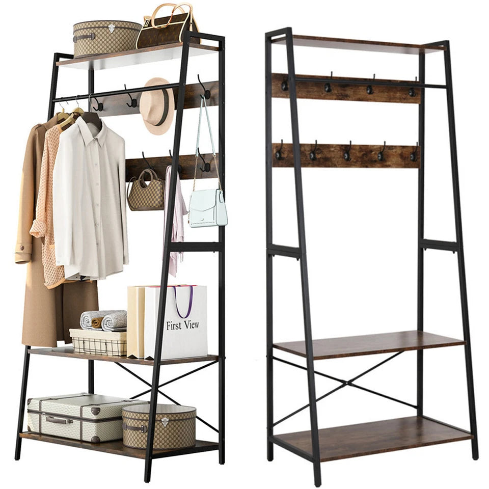 Industrial Wall-Mounted Clothes Rack Iron Black
