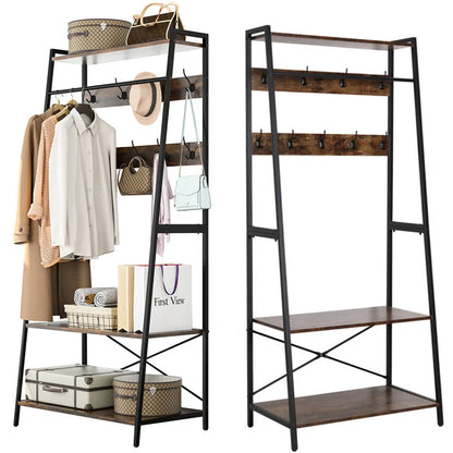 Industrial Wall-Mounted Clothes Rack Iron Black