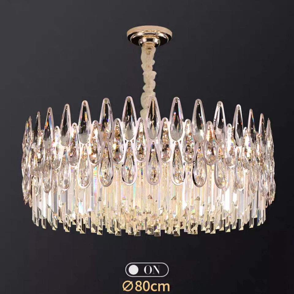 80cm Grand Crystal Chandelier with Adjustable Light