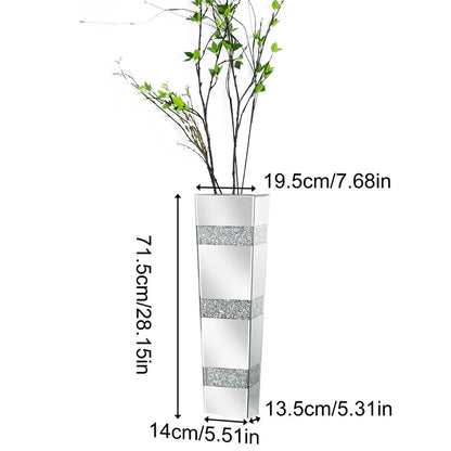 Elegant Standing Vase with Crushed Diamond and Mirror Look