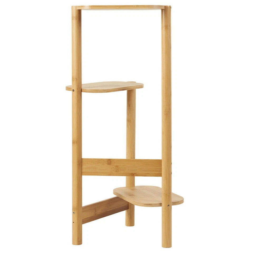 Wooden Plant Display Stand – Rustic 3-Tier Ladder Shelf