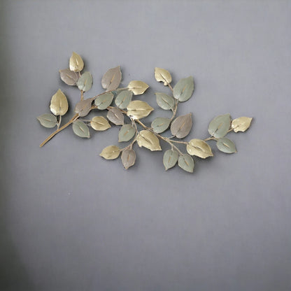 Golden Mist Leaf Branch Metal Wall Art for Modern and Serene Interiors