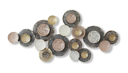 Multicoloured 160cm Giant Hand-Painted Metal Wall Art Painting in Art Deco Style for Modern Spaces