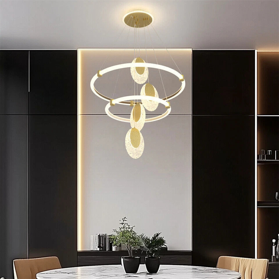 Gold Acrylic Ring LED Chandelier Ceiling Light 60cm