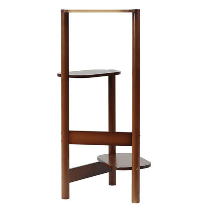 Three-tier bamboo corner plant stand measuring 75cm high