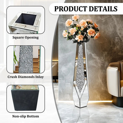 Luxury Crushed Diamond Floor Vase – Modern Floral Display