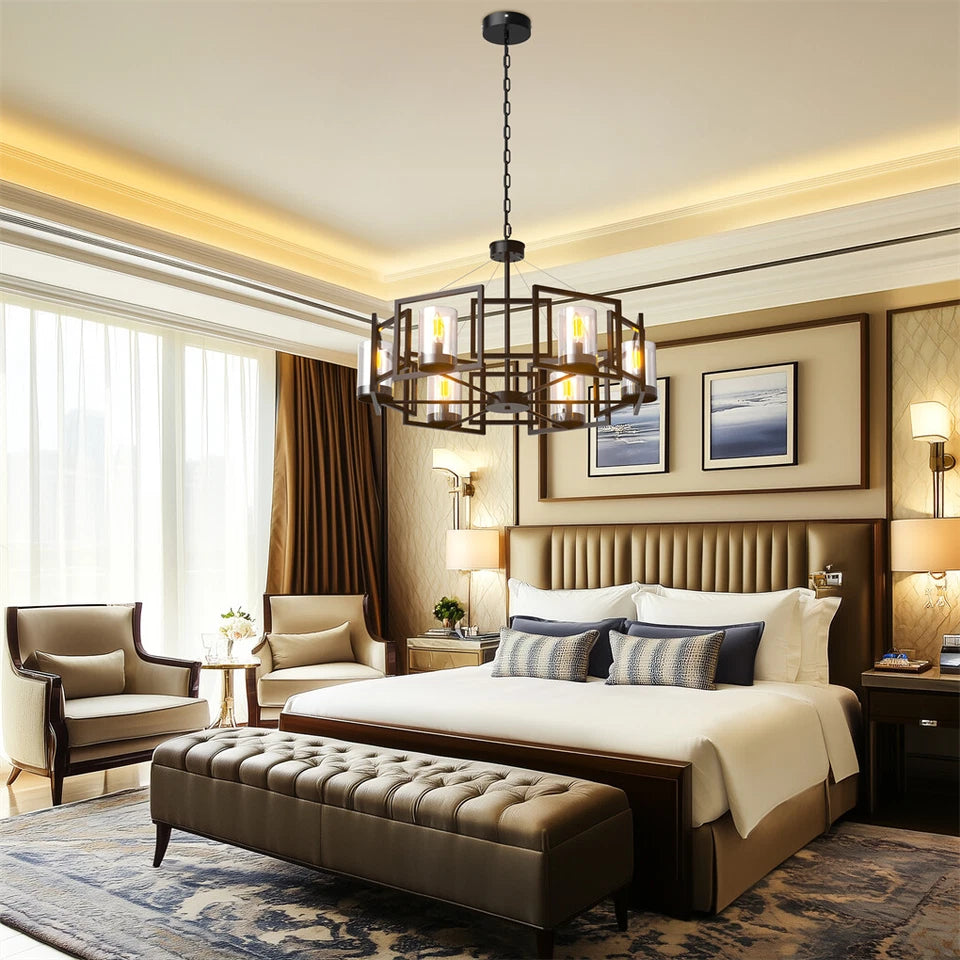 Elegant Black 6 Light Rustic Farmhouse Chandelier