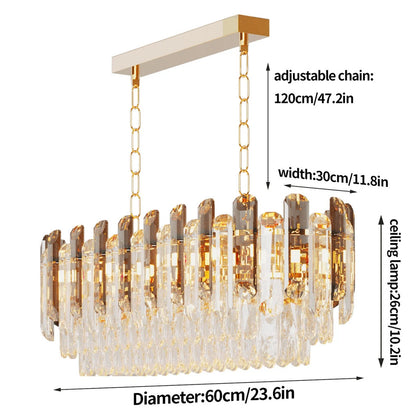60cm Crystal Chandelier with 3-Color Adjustable Light