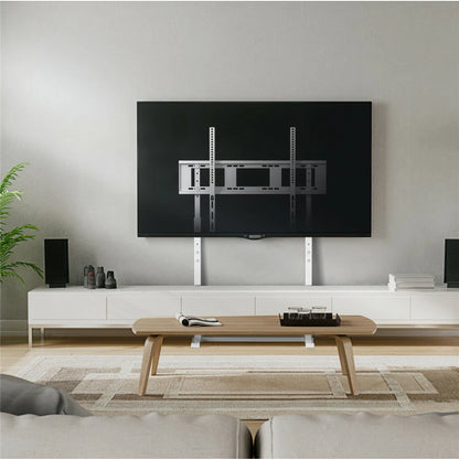 White Adjustable Freestanding TV Stand for 32–100 Inch Screens with Cable Management