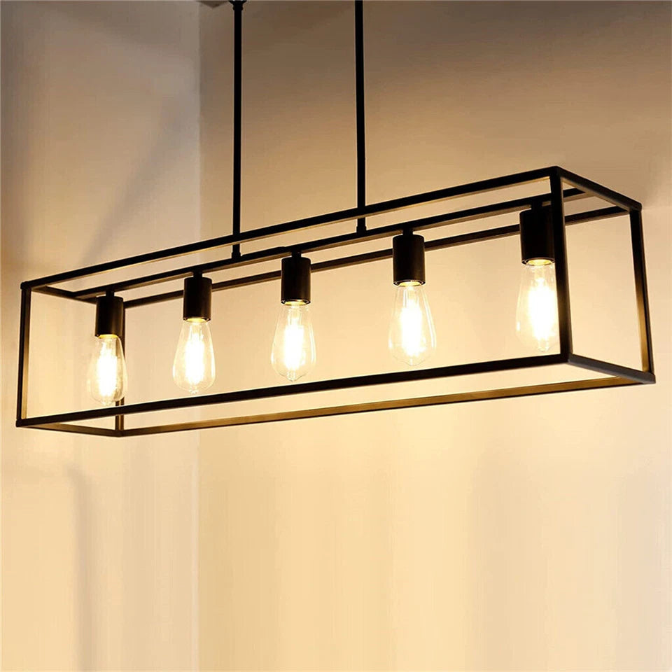 Vintage Industrial 5-Light Black Ceiling Pendant Lamp