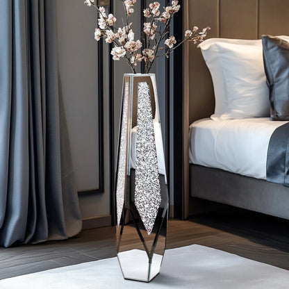 Luxury Crushed Diamond Floor Vase – Modern Floral Display