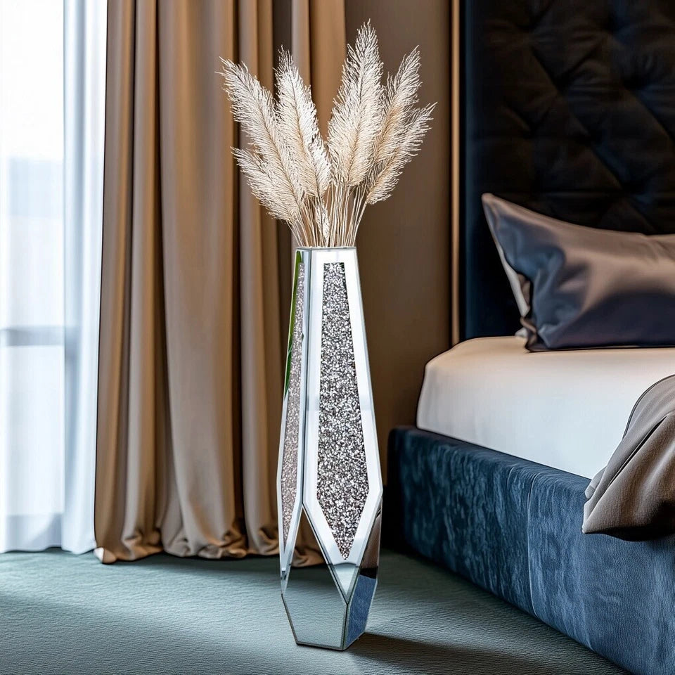 Luxury Crushed Diamond Floor Vase – Modern Floral Display
