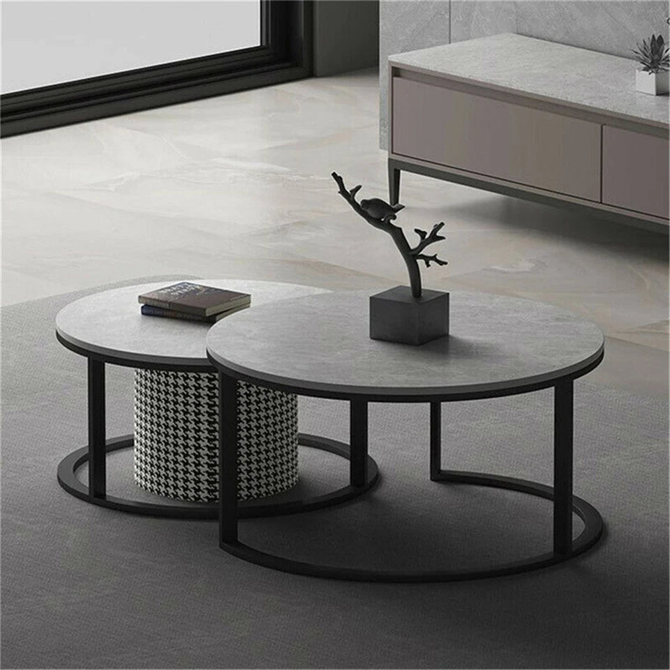 Double Layer Circle Marble Tables for Living Room or Sofa Side