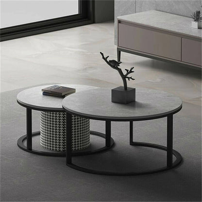 Double Layer Circle Marble Tables for Living Room or Sofa Side