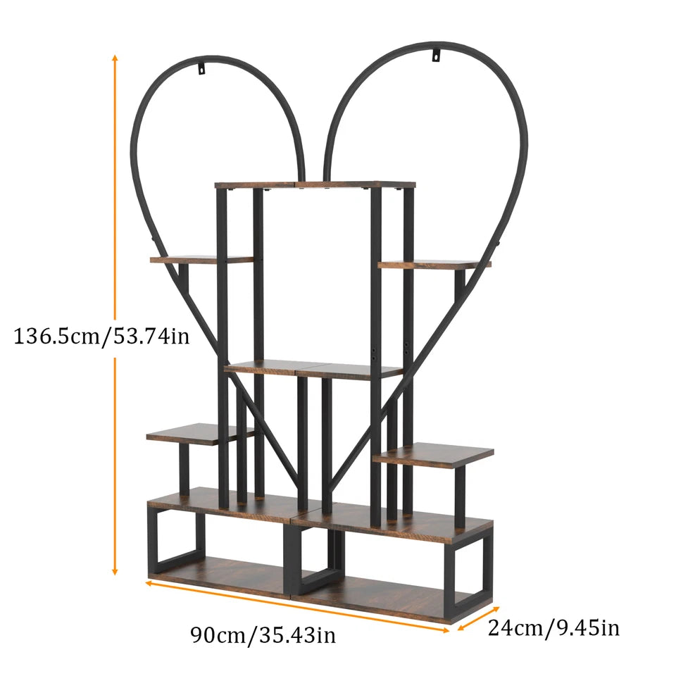 Large Heavy Duty Heart Design Metal Plant Stand