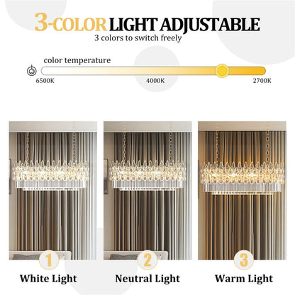 80cm Gold Crystal Chandelier with 3 Light Settings