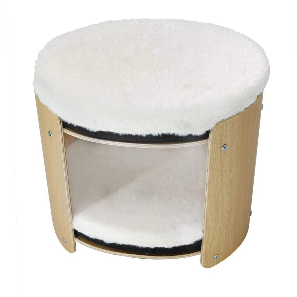 2 Tier Elevated Cat Bed for Indoor Cats with Soft Plush Mats