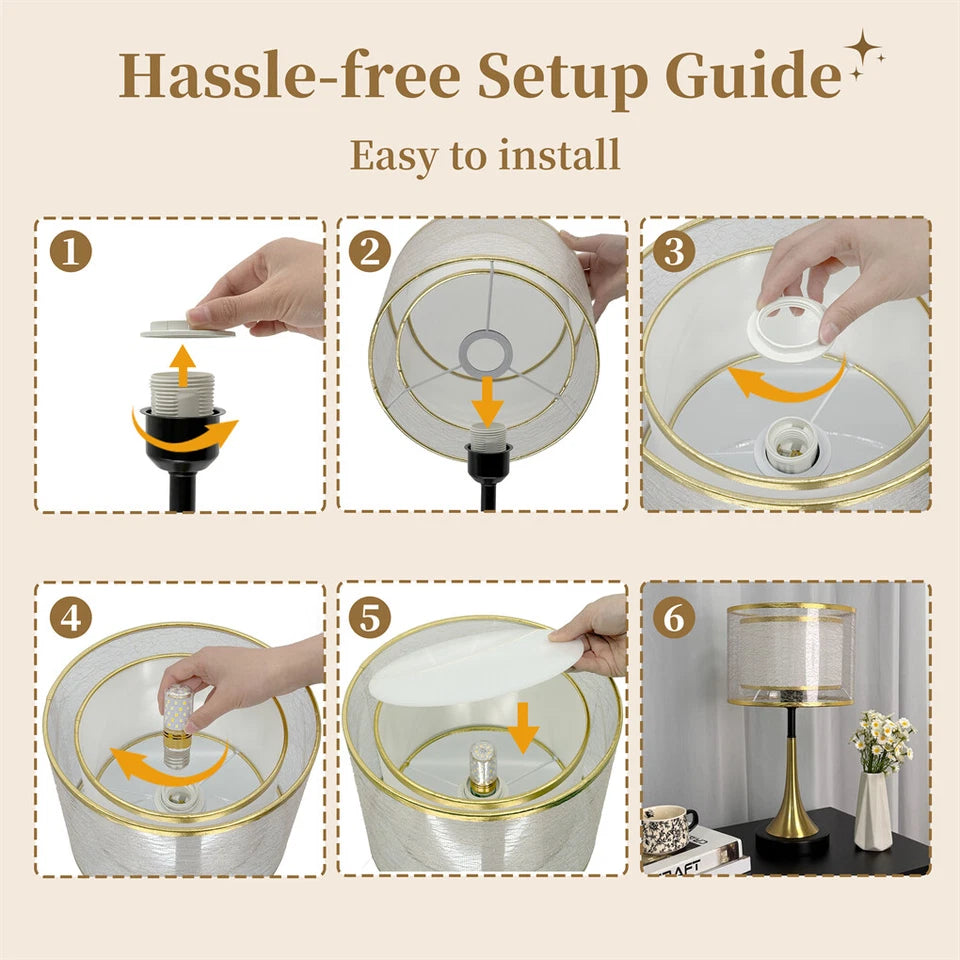 Classic Gold Bedside Lamp with Three Light Settings