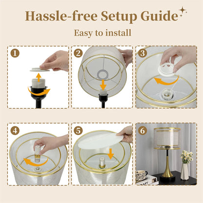 Classic Gold Bedside Lamp with Three Light Settings