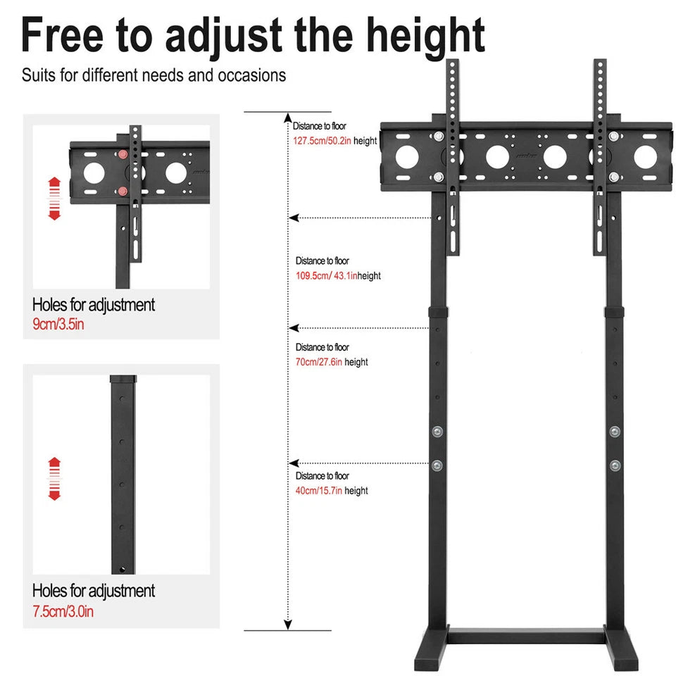 Black Adjustable Free Standing TV Stand with Cable Management for 32-65 Inch Screens
