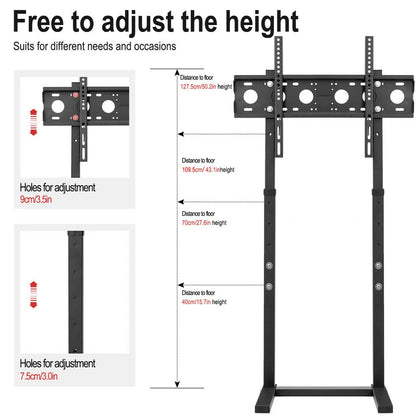 Black Adjustable Free Standing TV Stand with Cable Management for 32-65 Inch Screens