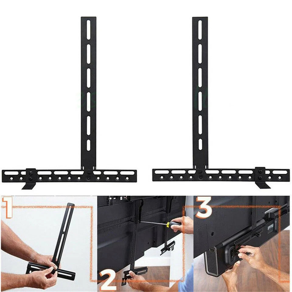 Black Universal Sound Bar Bracket Mount, Fits All TVs and Soundbars with VESA Patterns