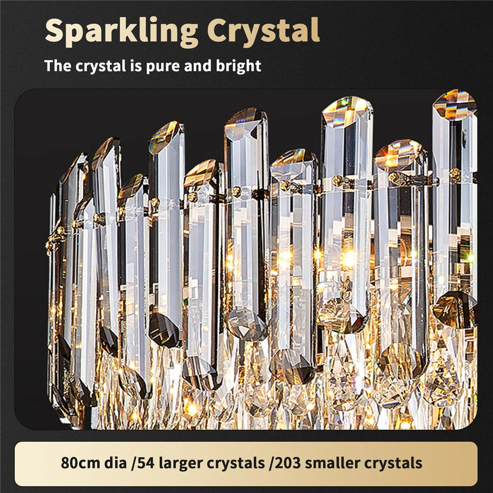 80cm Gold Crystal Ceiling Chandelier with 8 Bulbs