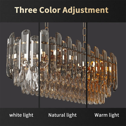 60cm Crystal Chandelier with 3-Color Adjustable Light