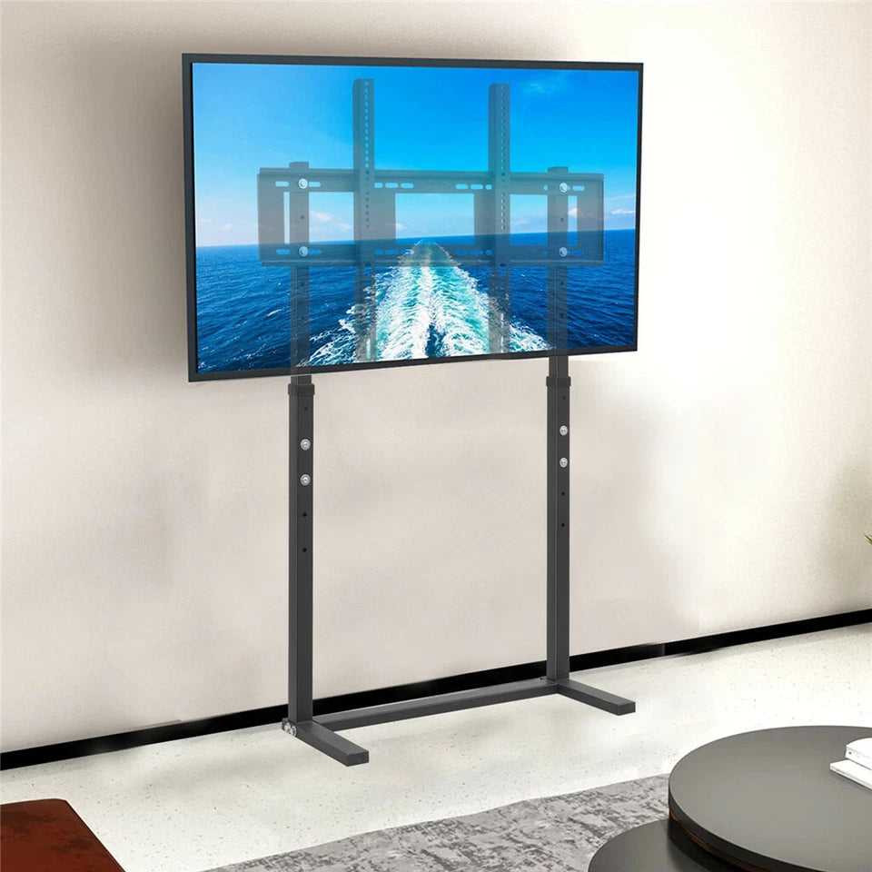 Black 32–100" Flat Screen Floor Stand with Space-Saving Contemporary Base