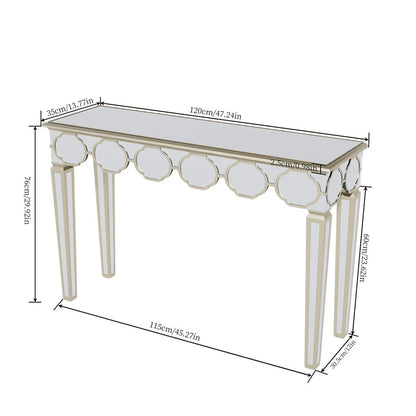 Silver And Gold Mirrored Console Table For Entryway Or Living Room
