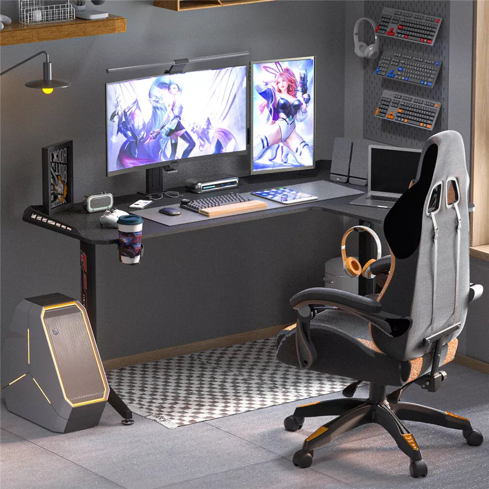 XXXL L-Shaped Gaming Desk w/ Storage Box