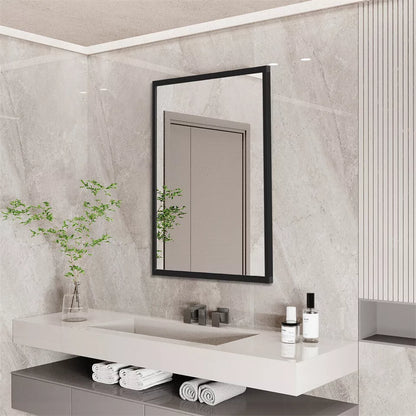 Black Framed Rectangle Wall Mirror - Bathroom & Vanity Decor