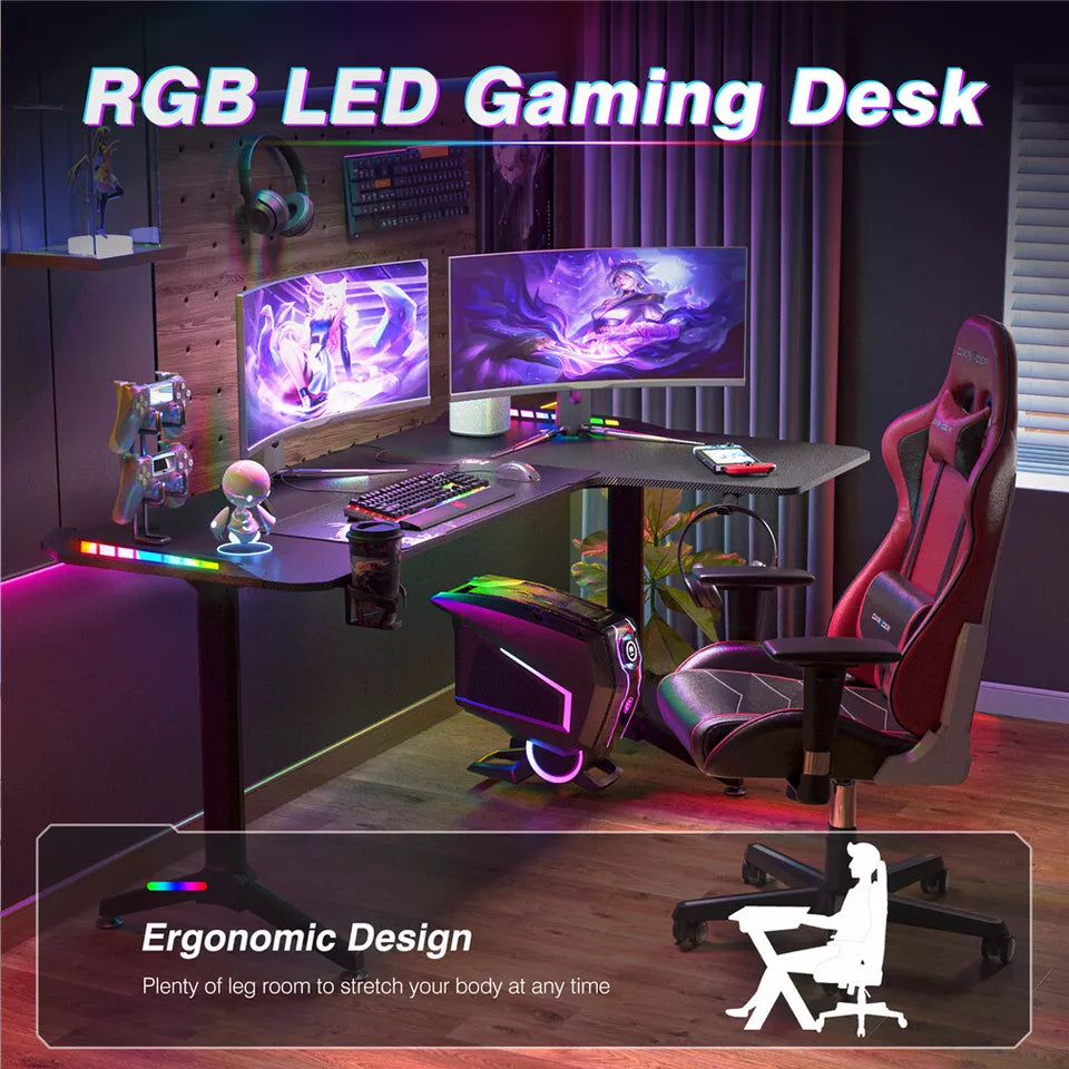 XXXL L-Shaped Gaming Desk w/ Storage Box