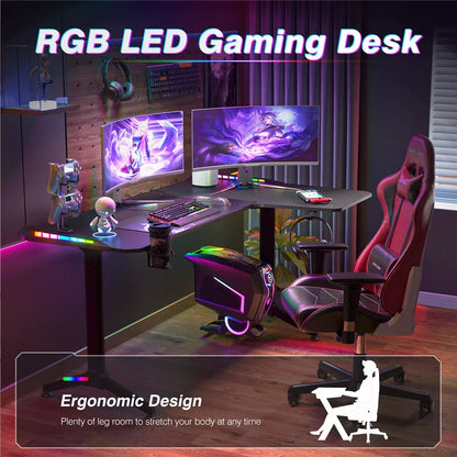 XXXL L-Shaped Gaming Desk w/ Storage Box