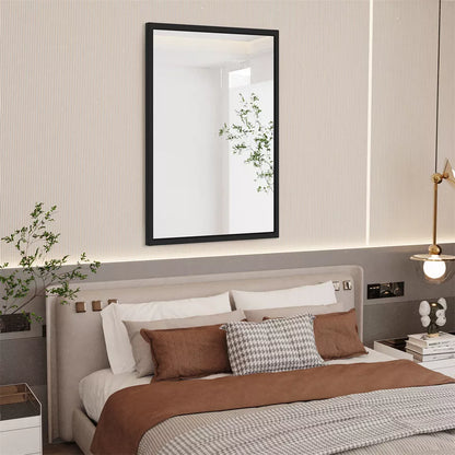 Black Framed Rectangle Wall Mirror - Bathroom & Vanity Decor