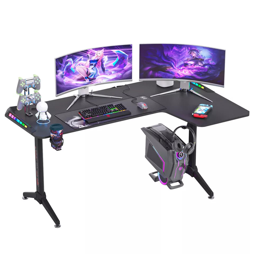 XXXL L-Shaped Gaming Desk w/ Storage Box